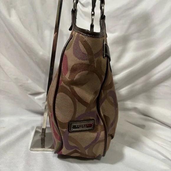 Vintage Rosetti Brown Hobo Shoulder Purse Abstract Print & Silver O-Ring Detail - Picture 4 of 14